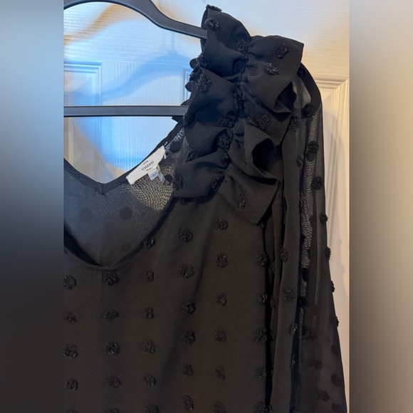 Entro Black Sheer Ruffled Blouse Size L - Picture 6 of 12